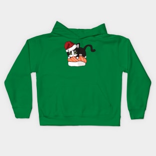 Tuxedo Cat Salmon Sushi Christmas Kids Hoodie